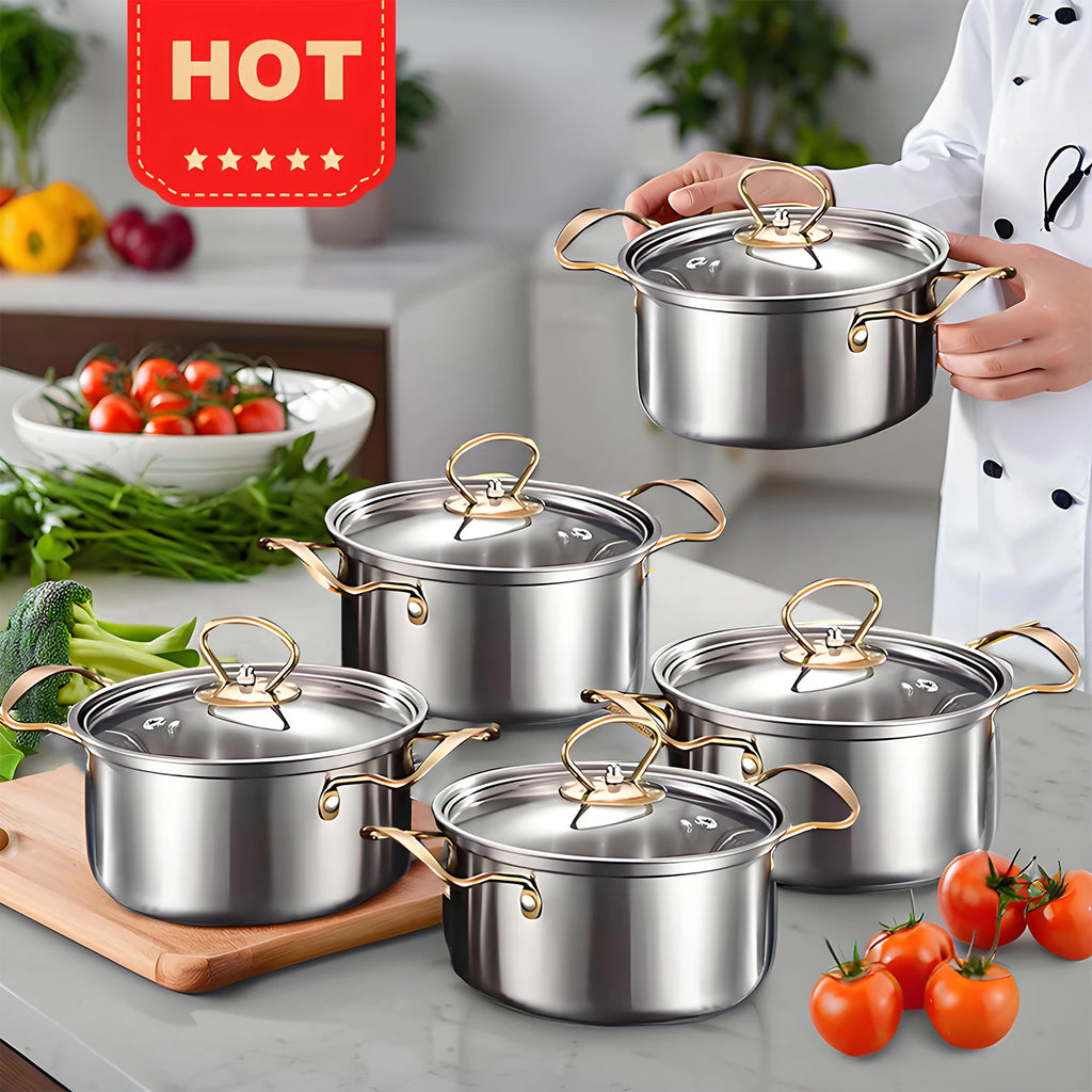 Red Cookware Set, 12-Piece, Stainless Steel, Non-Stick