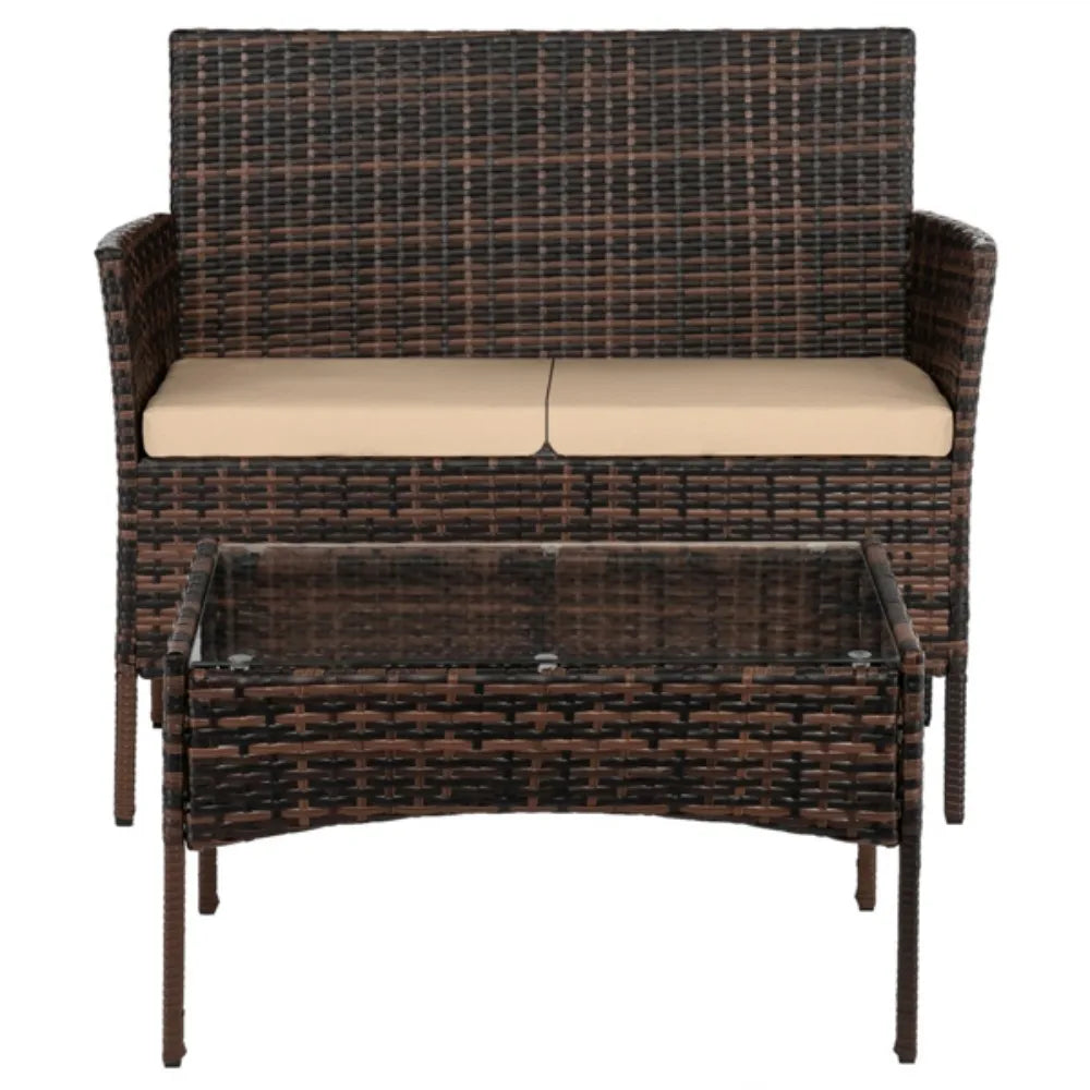 3 in 1 sofa coffee table set rattan craft suitable for outdoor leisure swimming pool leisure family use