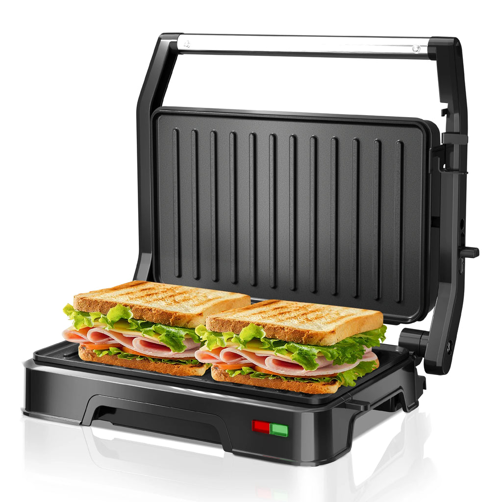 Panini Sandwich Press Grill, Indicator Light, Locking Lid