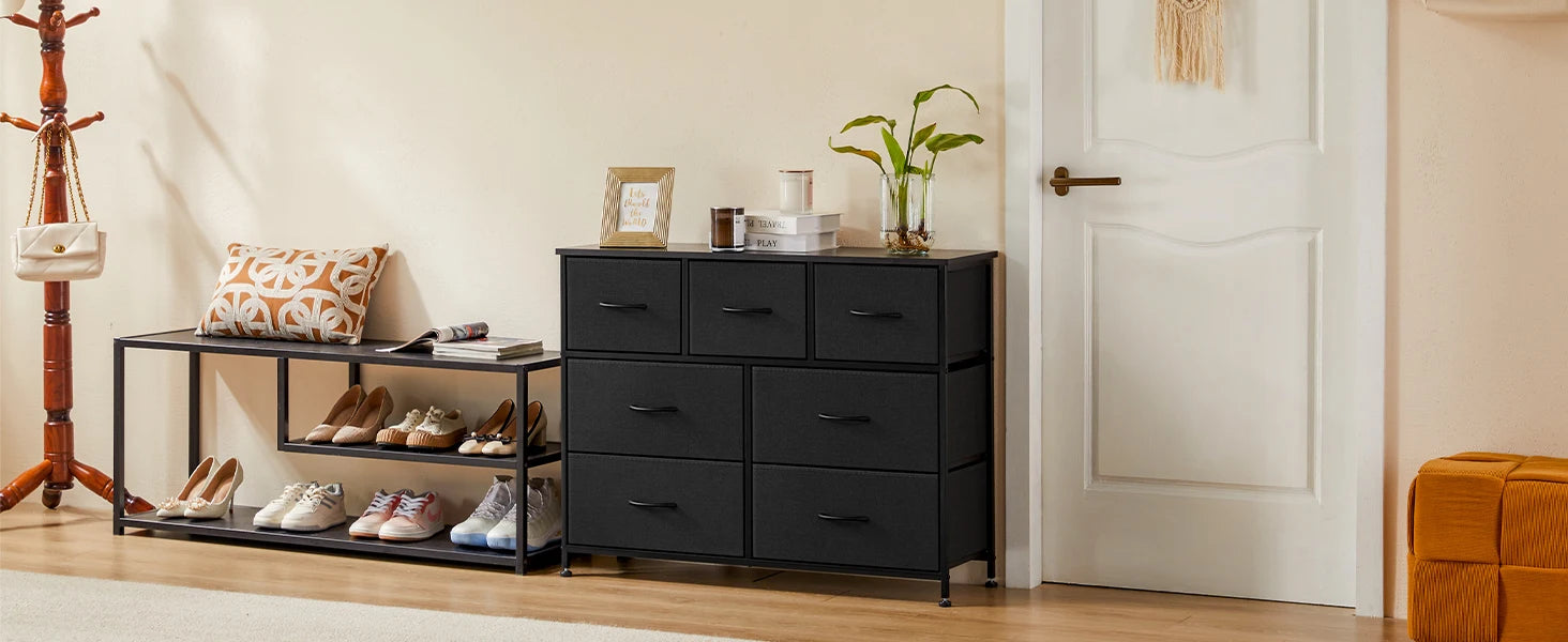 Display, Storage Cabinet, 7 Fabric Drawers