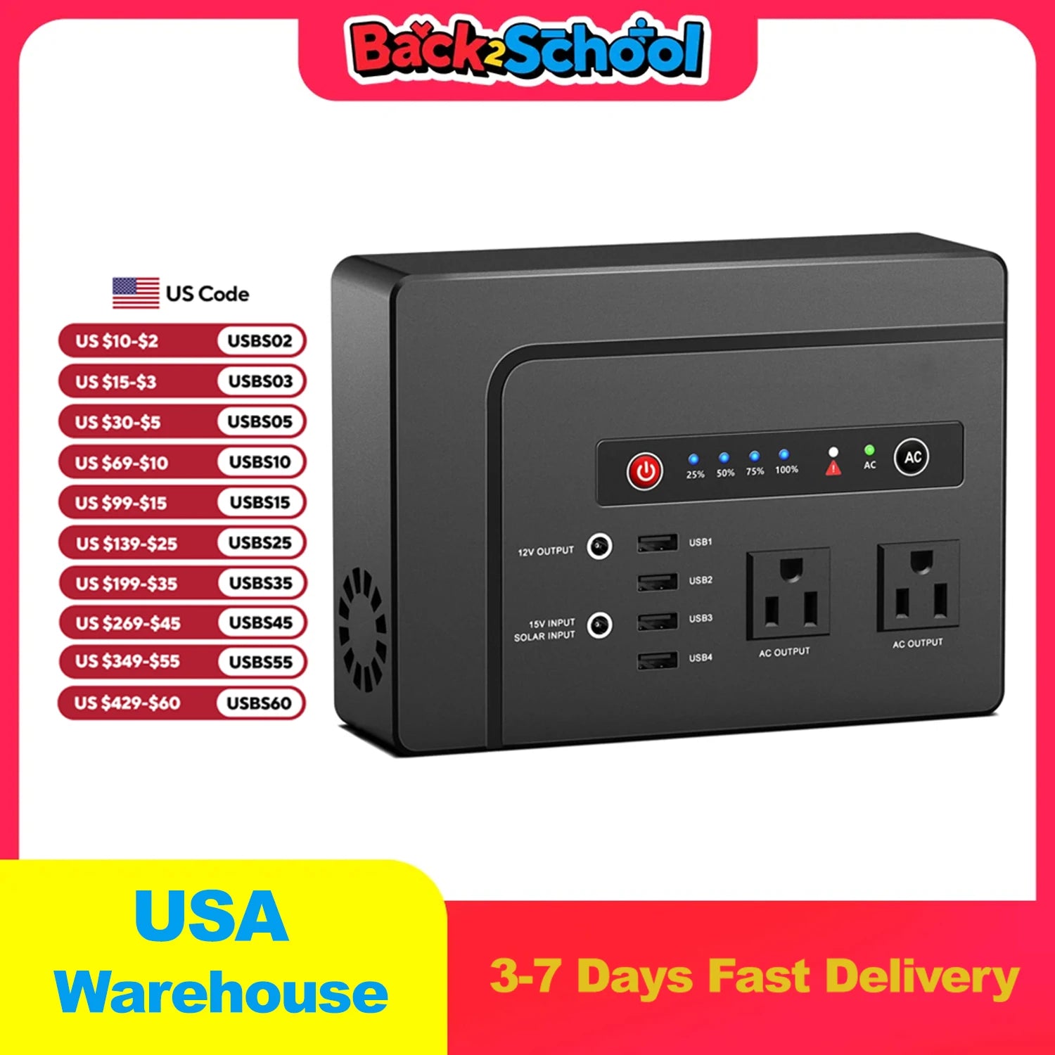 200W, Portable Solar Backup Power Supply, Camping