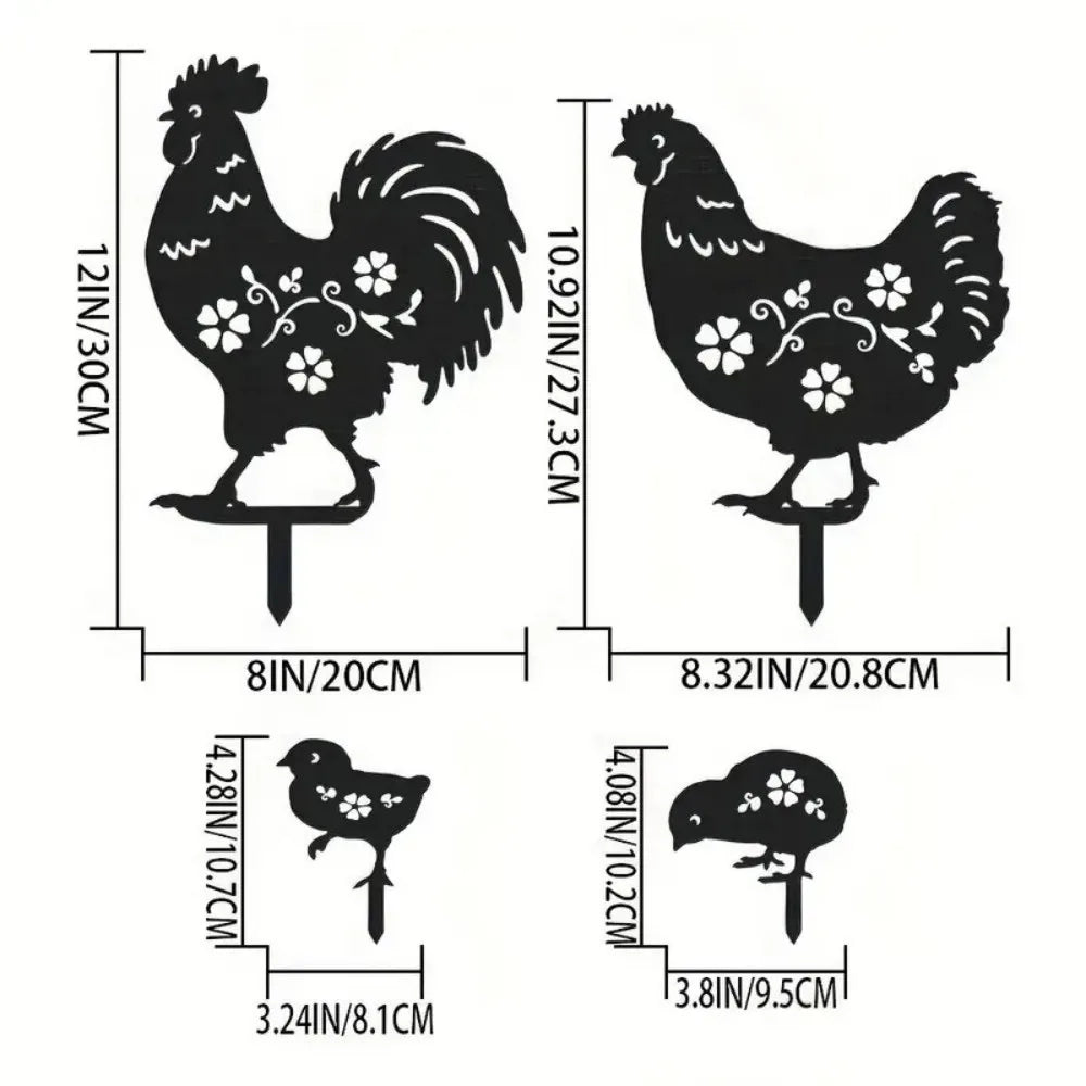 4pc Garden Stakes Chicken Gifts For Chicken Lovers
