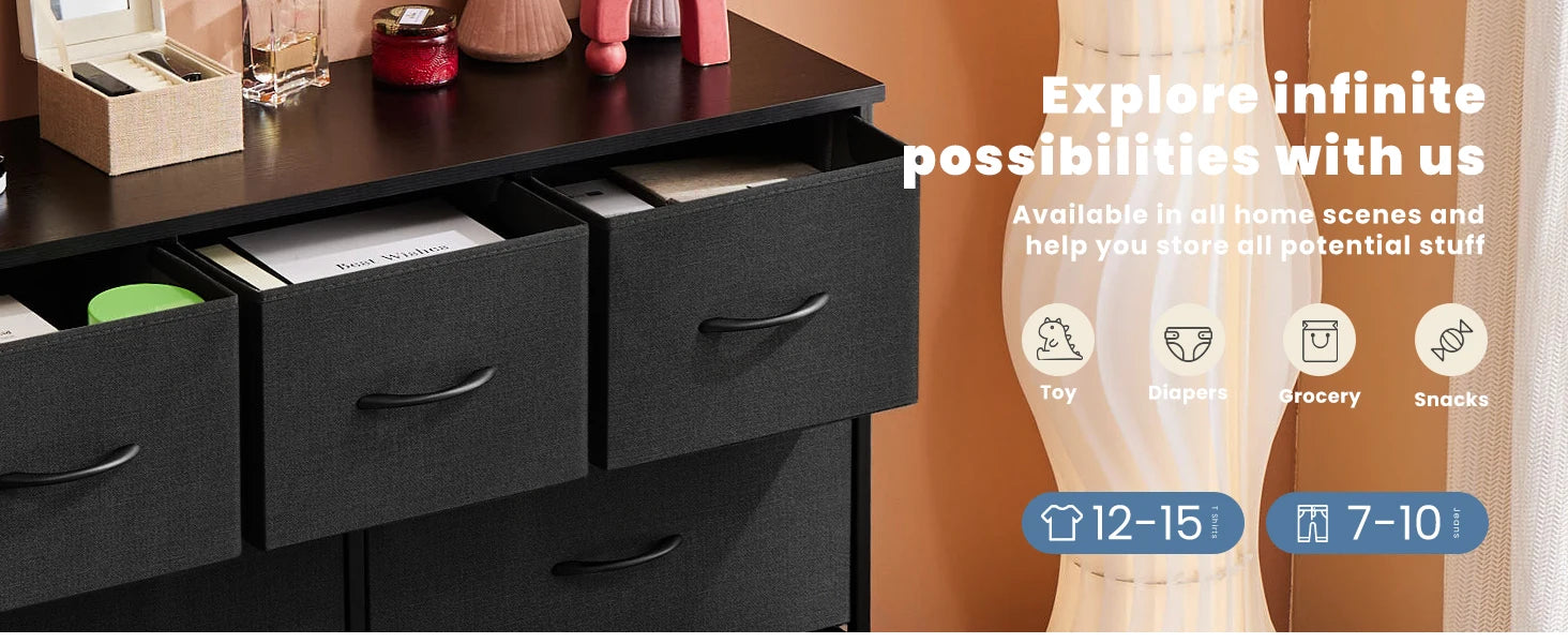 Display, Storage Cabinet, 7 Fabric Drawers