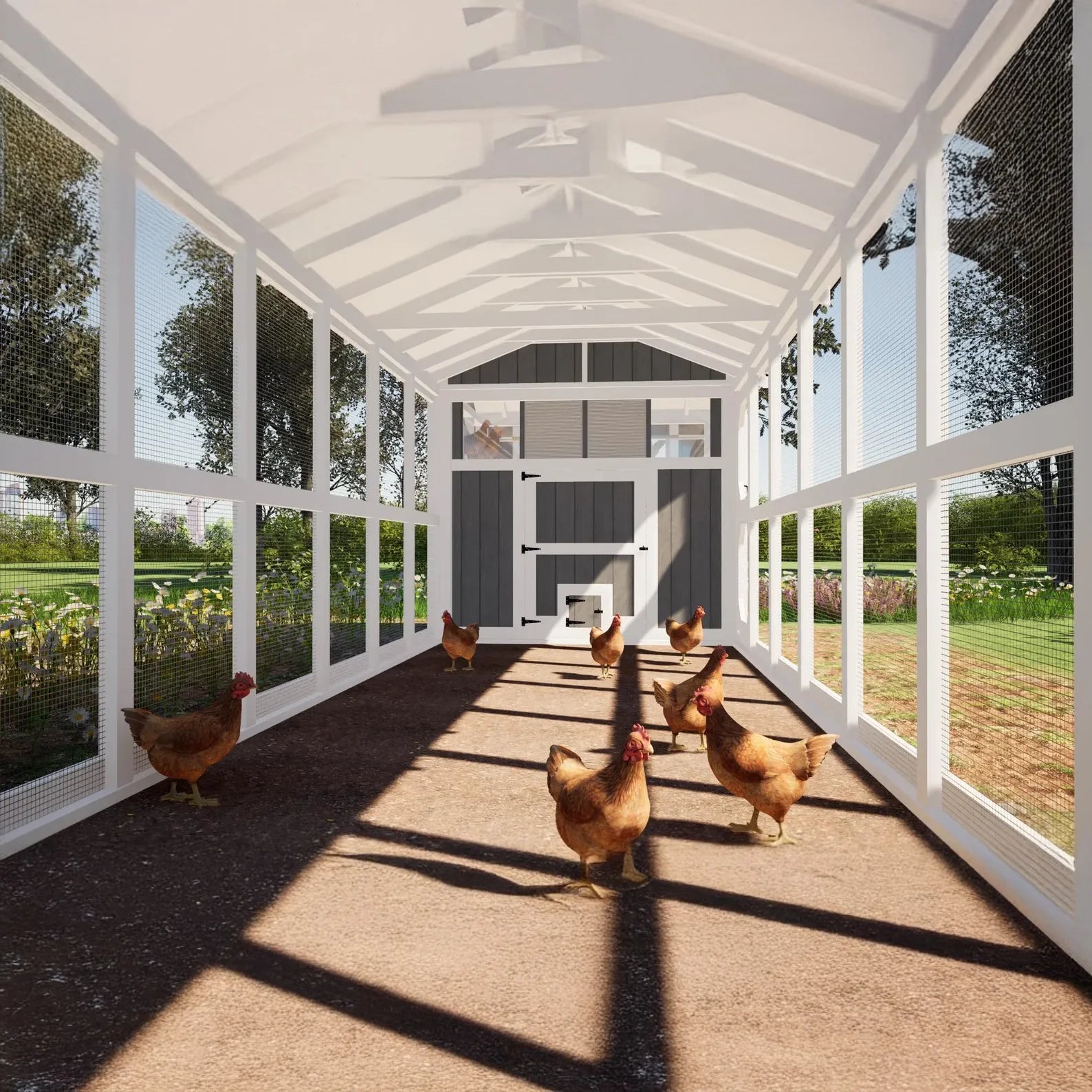 8ftx32ft Chicken Coop Plans with 24ft Run, DIY Hen House