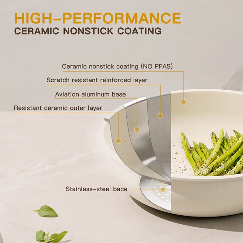 21Pc. Pots and Pans Set Ceramic Cookware,