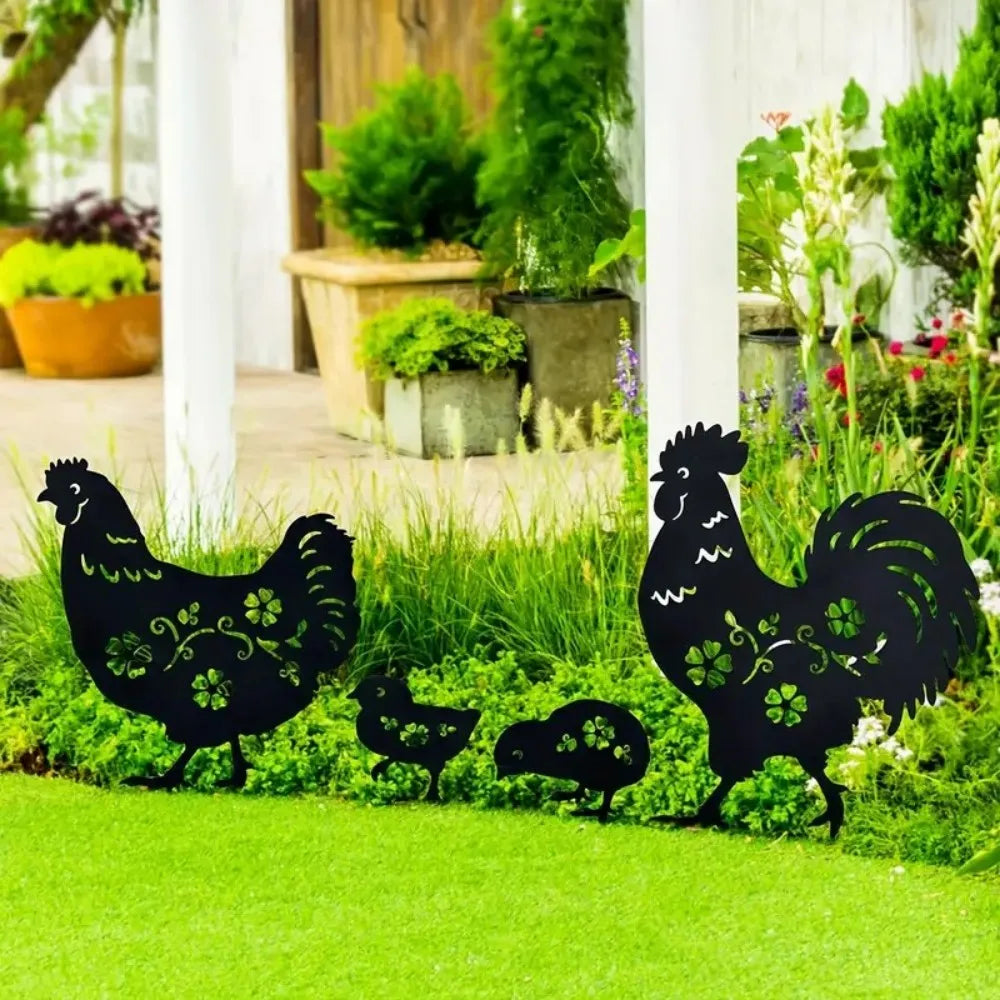 4pc Garden Stakes Chicken Gifts For Chicken Lovers