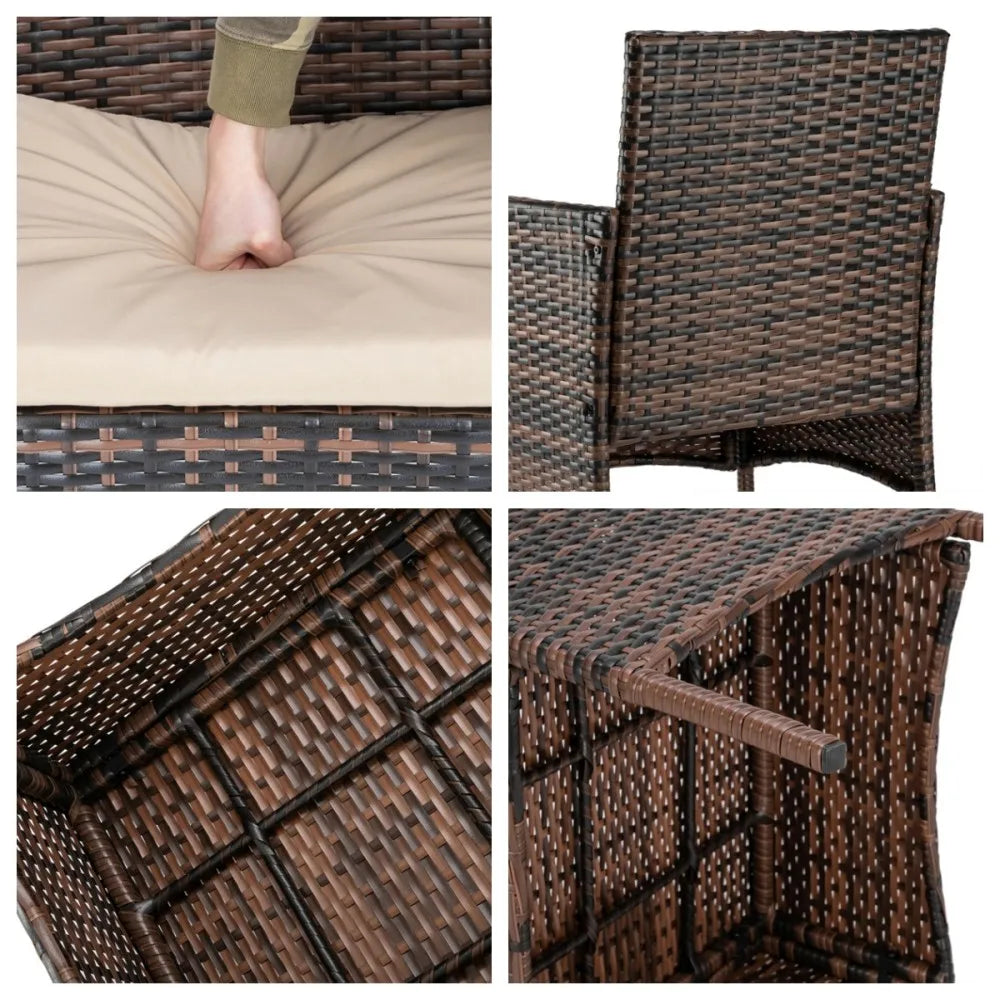 3 in 1 sofa coffee table set rattan craft suitable for outdoor leisure swimming pool leisure family use