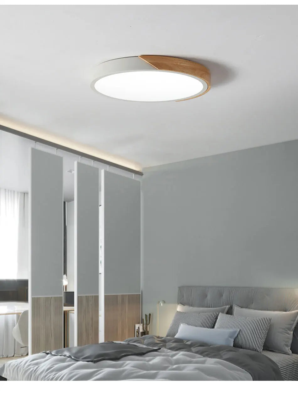 Wooden, Round, Square LED Ceiling Light, Dimmable