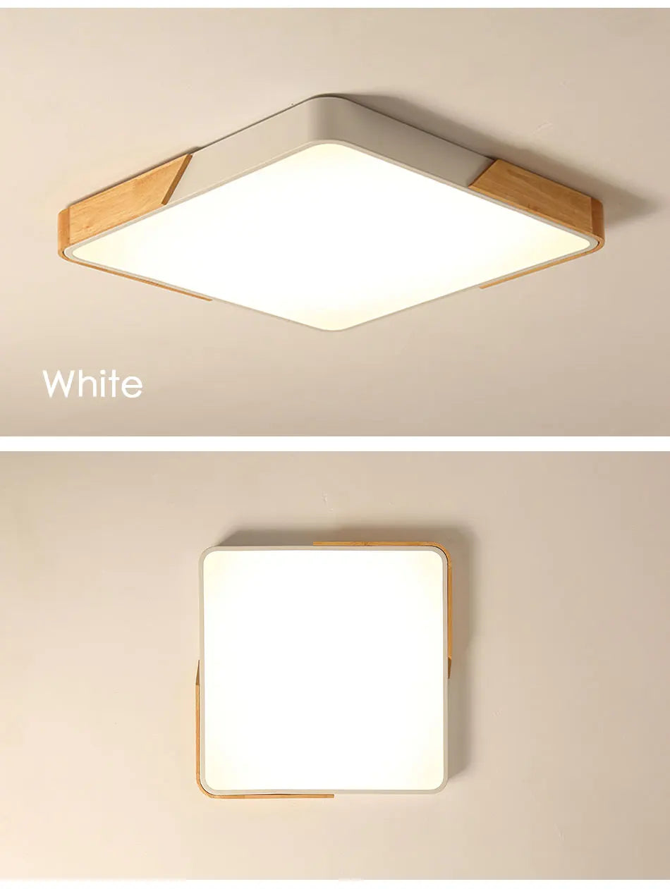 Wooden, Round, Square LED Ceiling Light, Dimmable