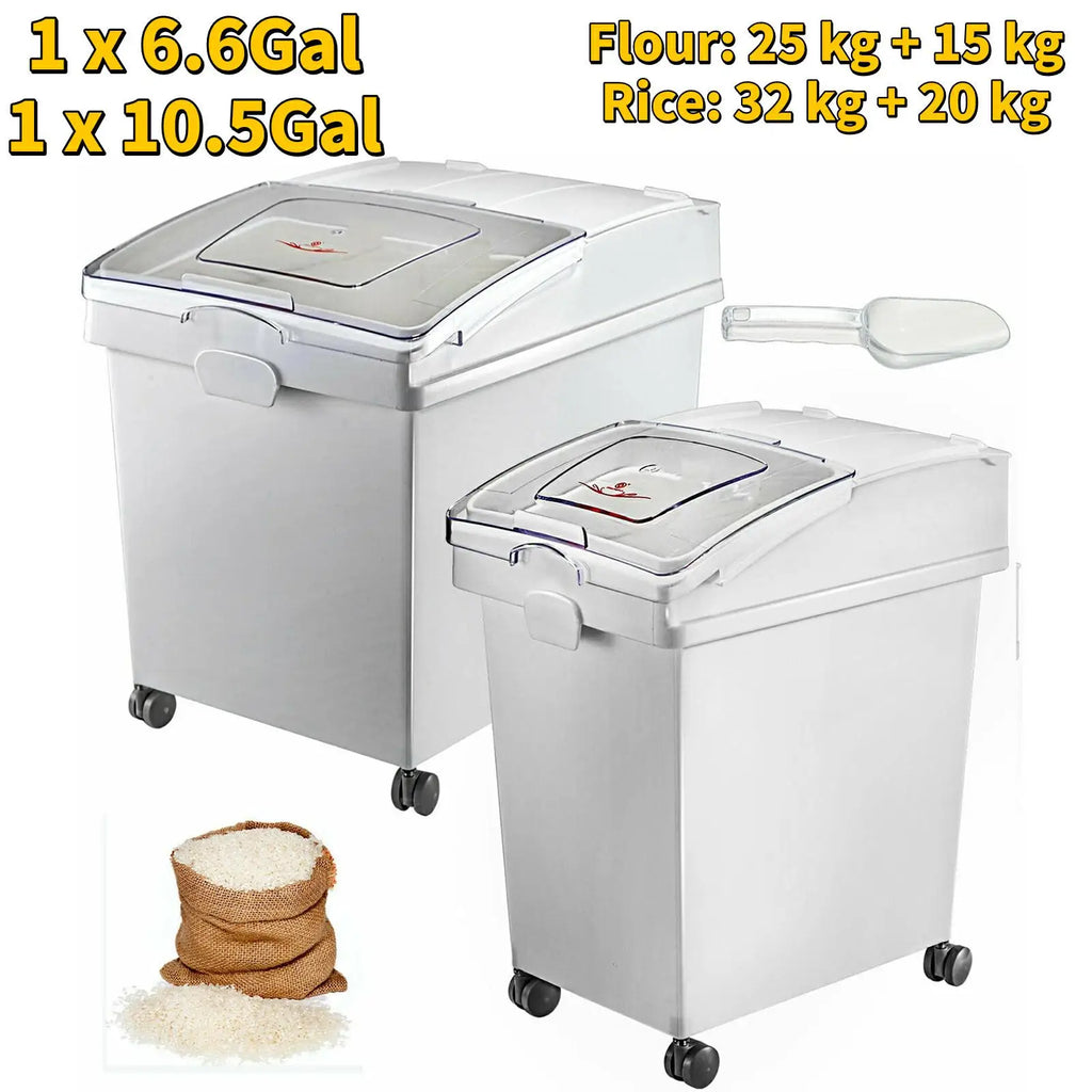 6.6Gal-21Gal Ingredient Storage Bin W/ Wheel & Scoop