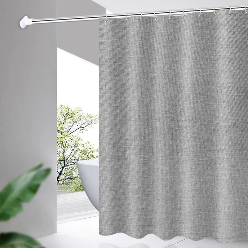 Linen Shower Curtain, Solid Color, Hooks, 6 Colors