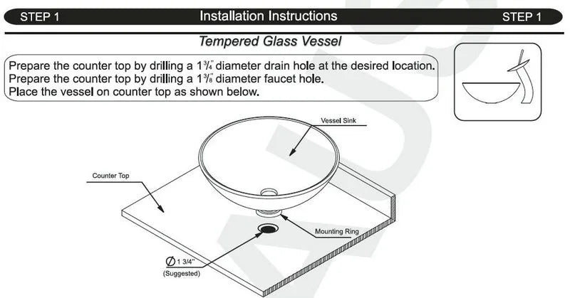 17'' Round Vessel Vanity Sink, Faucet, Drain Set