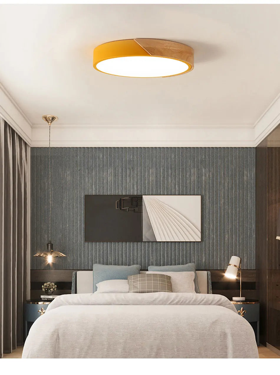 Wooden, Round, Square LED Ceiling Light, Dimmable