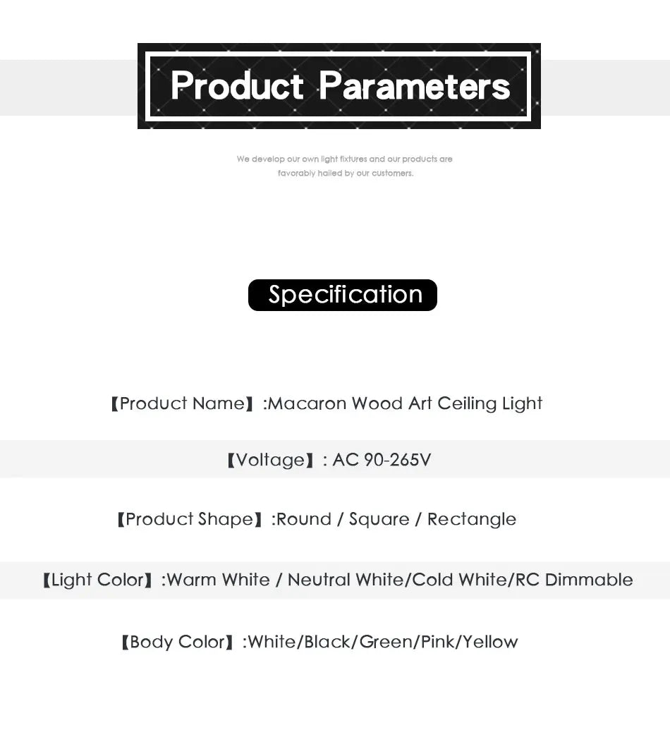 Wooden, Round, Square LED Ceiling Light, Dimmable