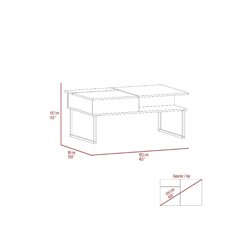 Lift Top Coffee Table One Shelf