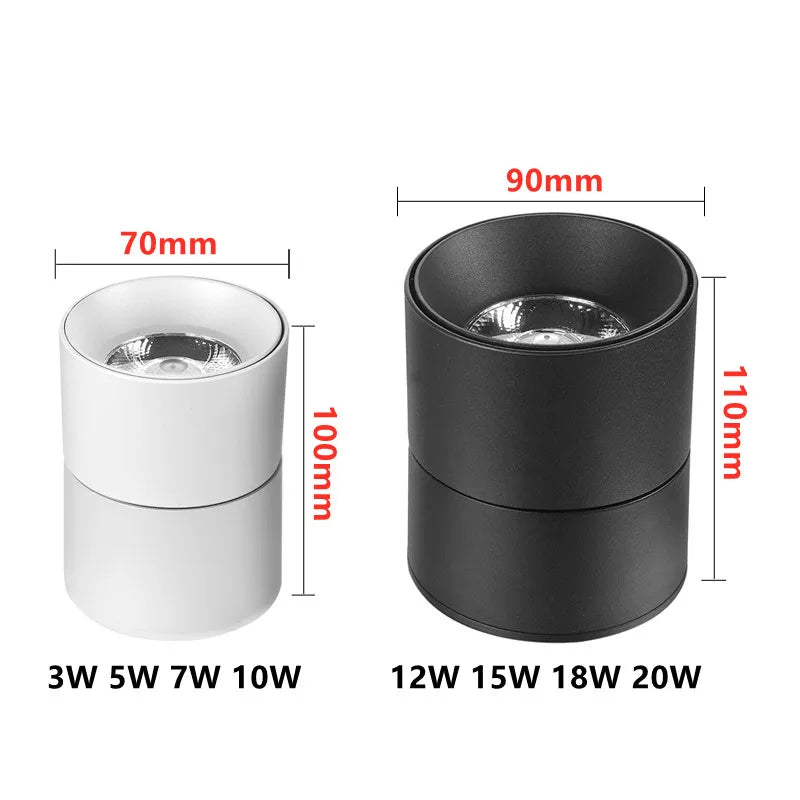 Surface Mounted LED Ceiling Lights, Foldable, 360° Rotatable