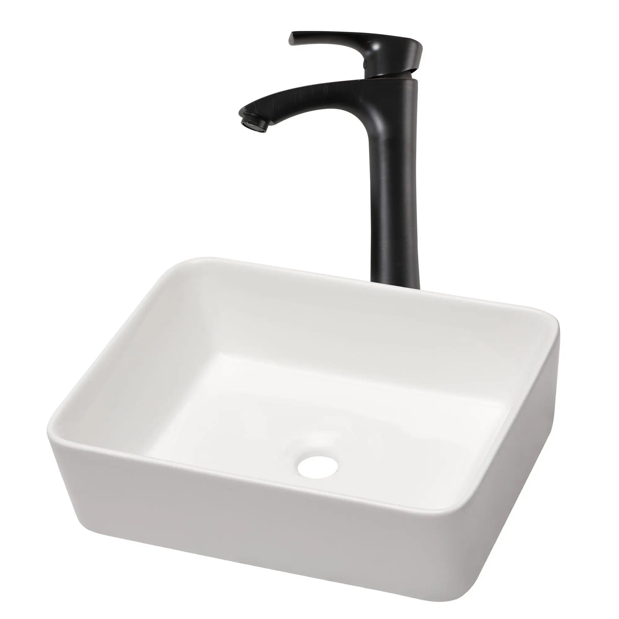 19" Rectangular Vessel Lav With Matte Black Faucet