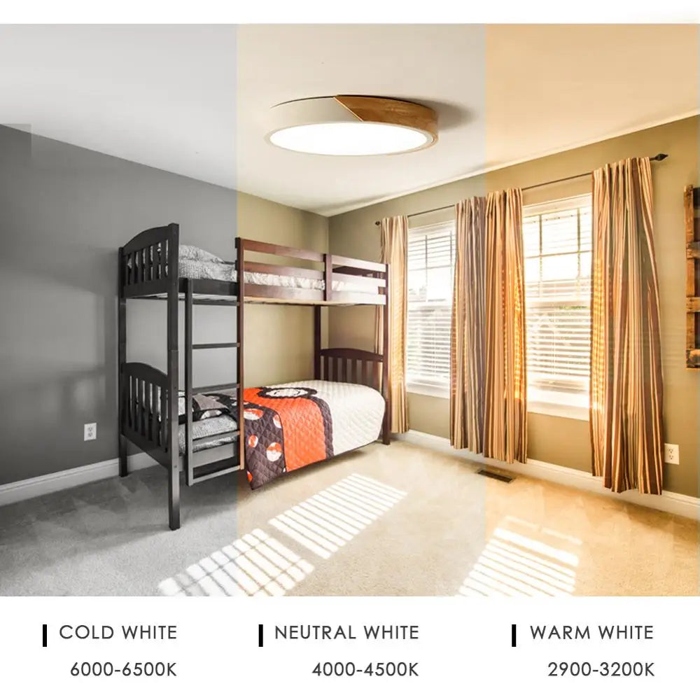 Wooden, Round, Square LED Ceiling Light, Dimmable