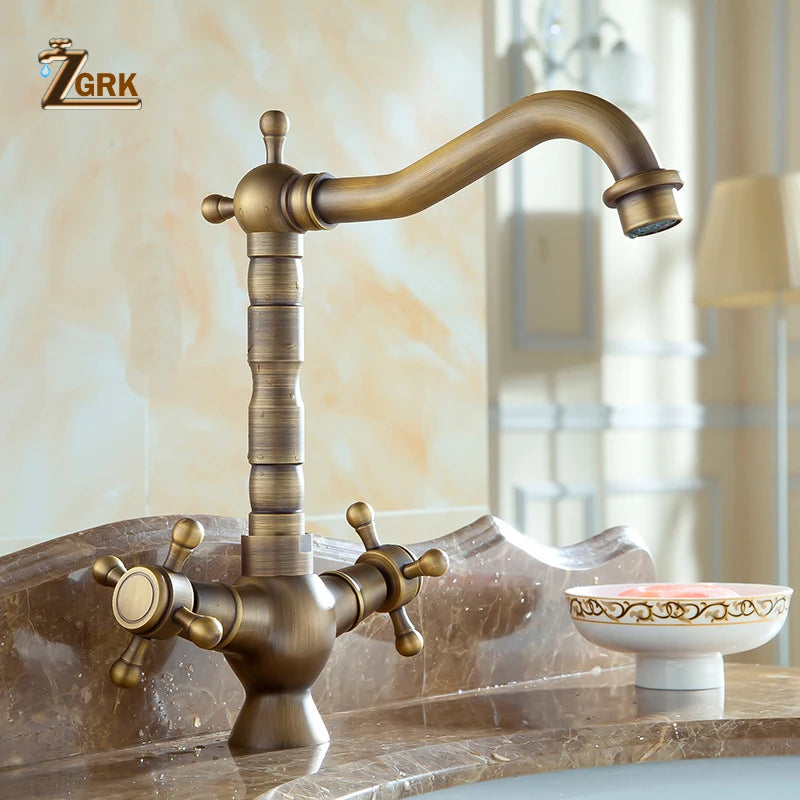 Antique Brass Deck Mounted Faucet