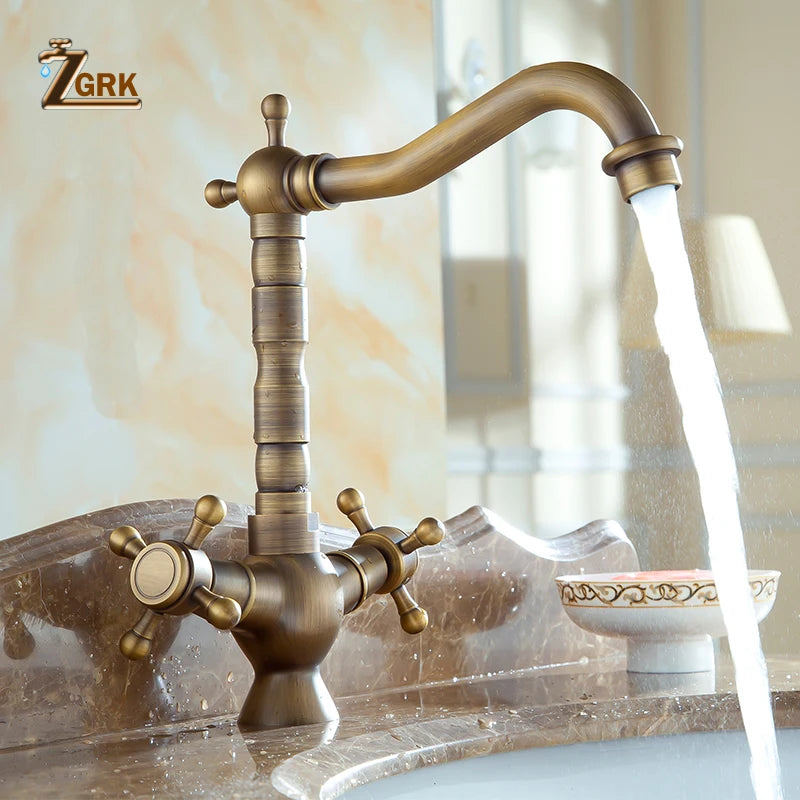 Antique Brass Deck Mounted Faucet