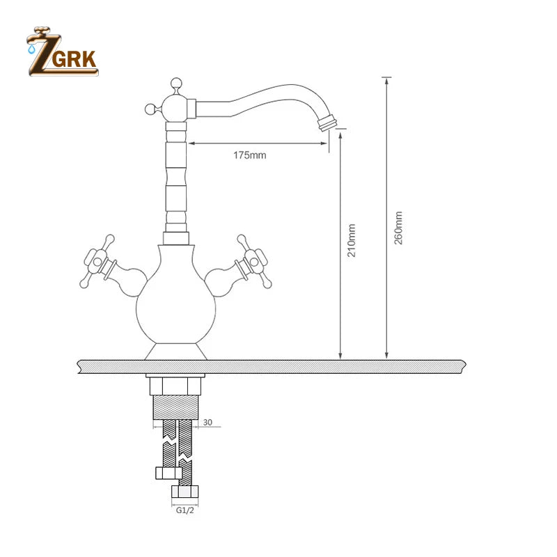 Antique Brass Deck Mounted Faucet