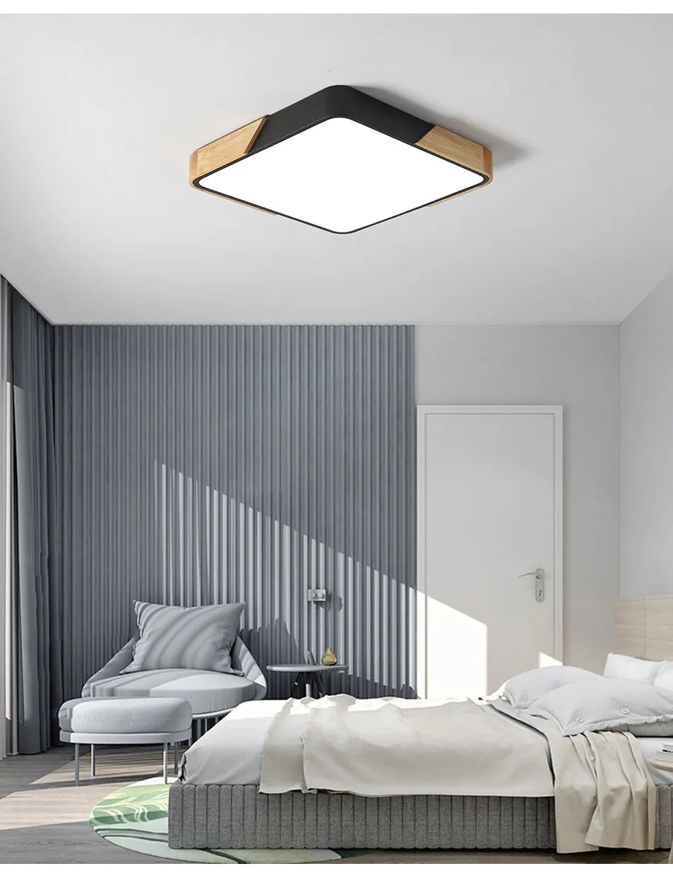 Wooden, Round, Square LED Ceiling Light, Dimmable