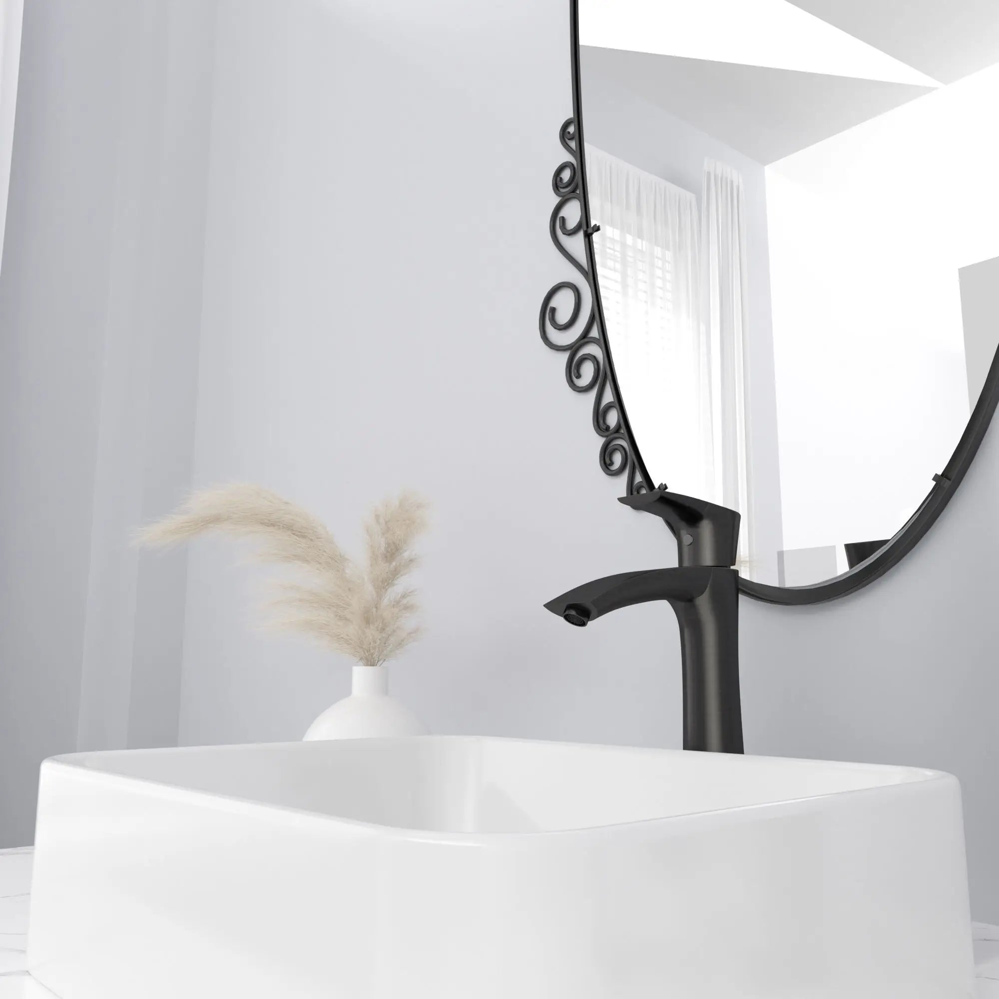 19" Rectangular Vessel Lav With Matte Black Faucet