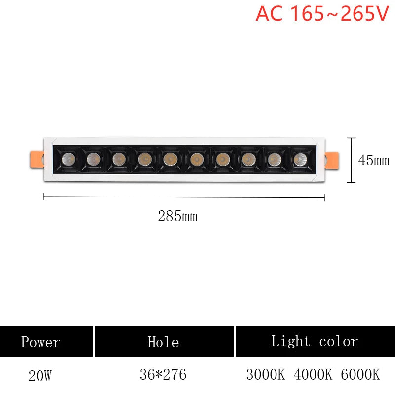 Recessed Rectangle Ceiling Lamp LED Spot Light