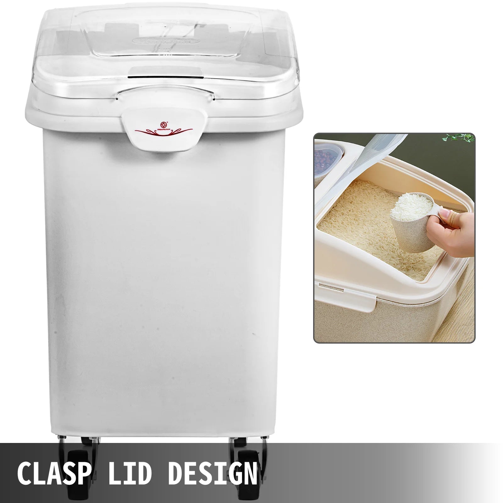 6.6Gal-21Gal Ingredient Storage Bin W/ Wheel & Scoop