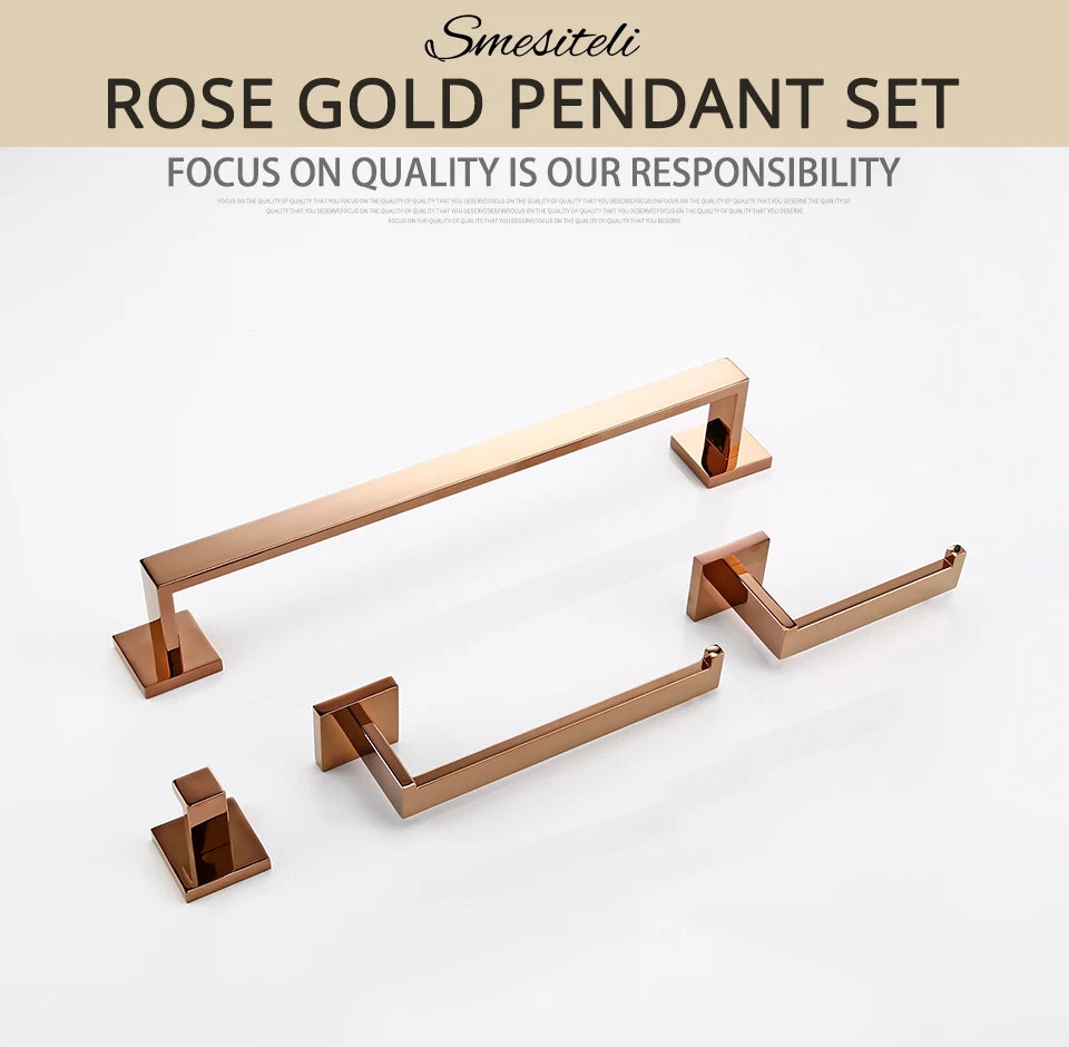 Rose Gold Bathroom Accessories Set