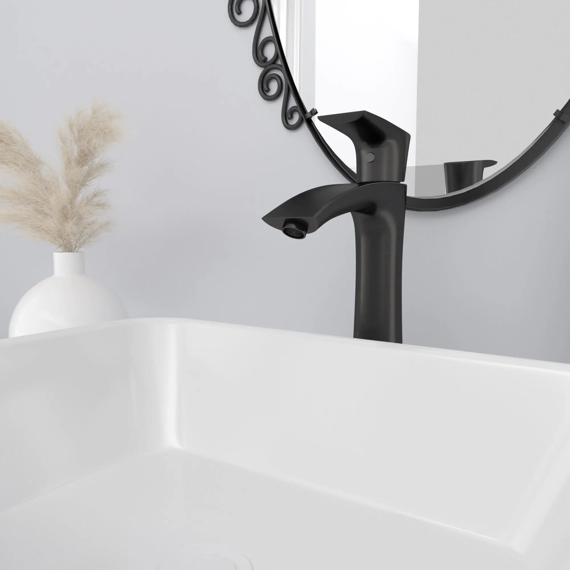 19" Rectangular Vessel Lav With Matte Black Faucet