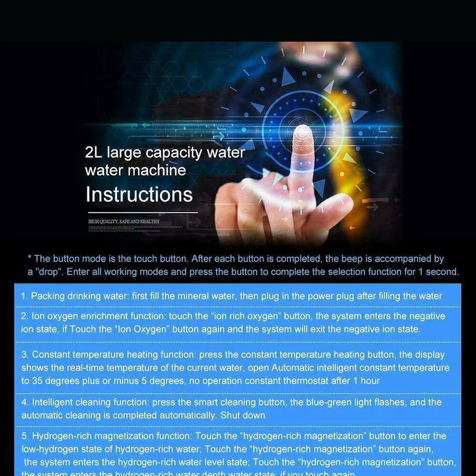 2L Electric Hydrogen Rich, Ionizer Water Machine