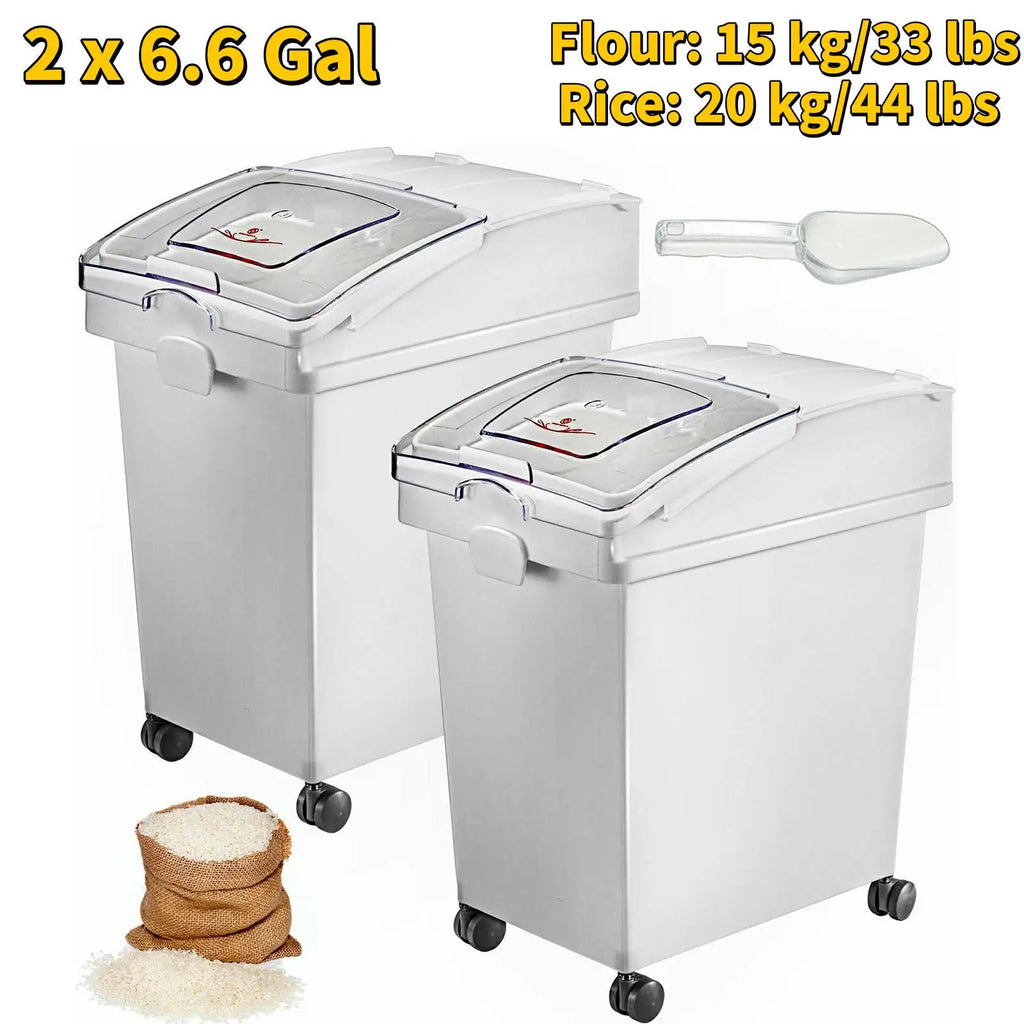 6.6Gal-21Gal Ingredient Storage Bin W/ Wheel & Scoop