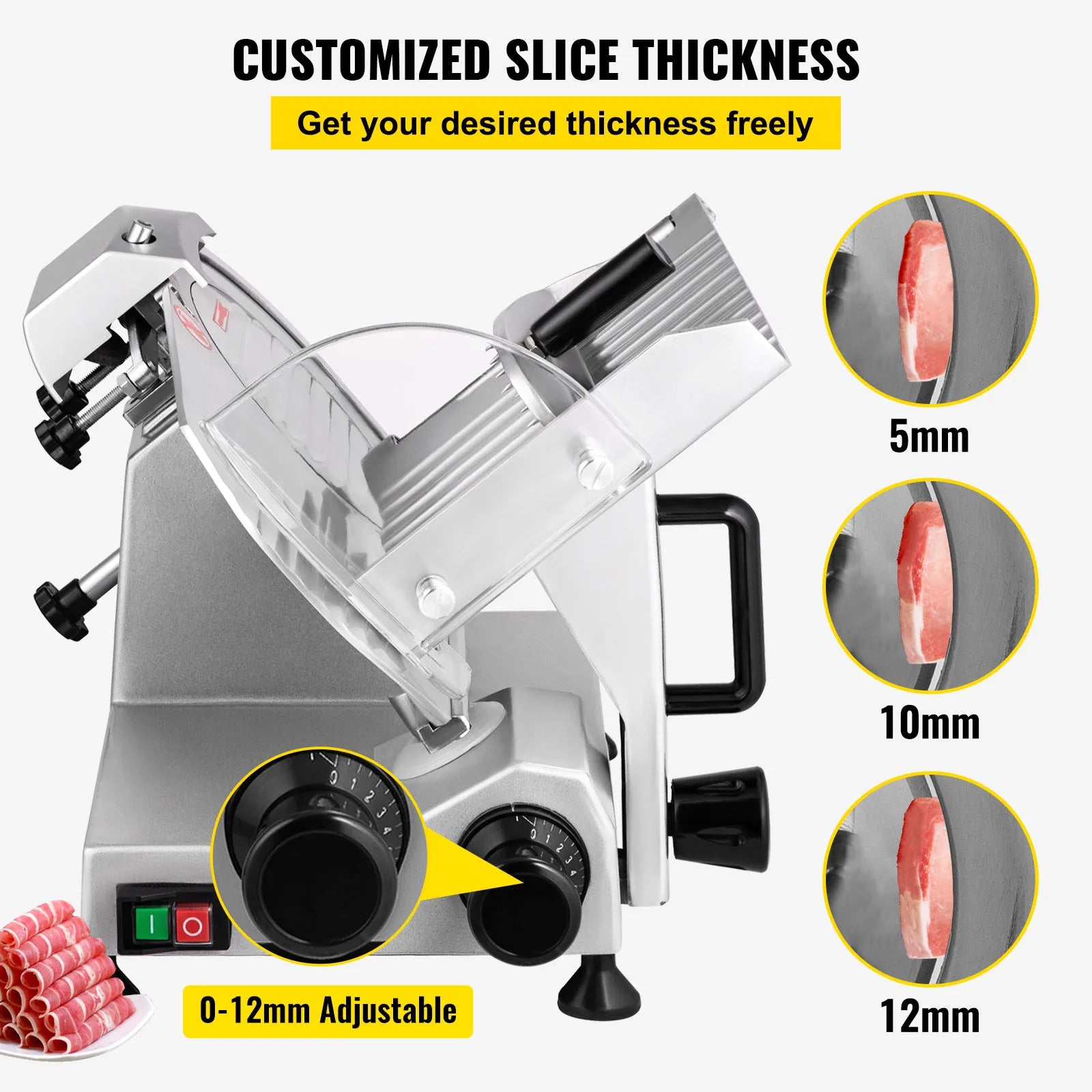 Electric Deli Food Slicer Adjustable Thickness, Meat, Cheese