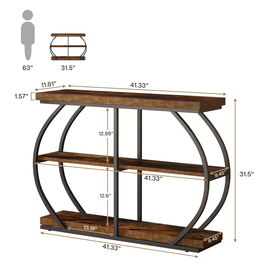 41.3" Console Table, 3-Tier Entryway Table