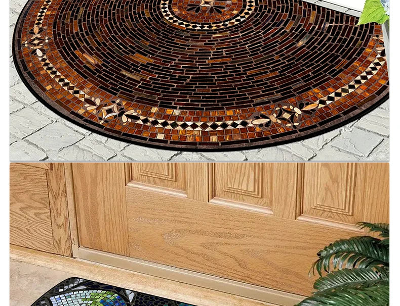 Entrance Doormat House, Outdoor, Semi-circular, Floral Style