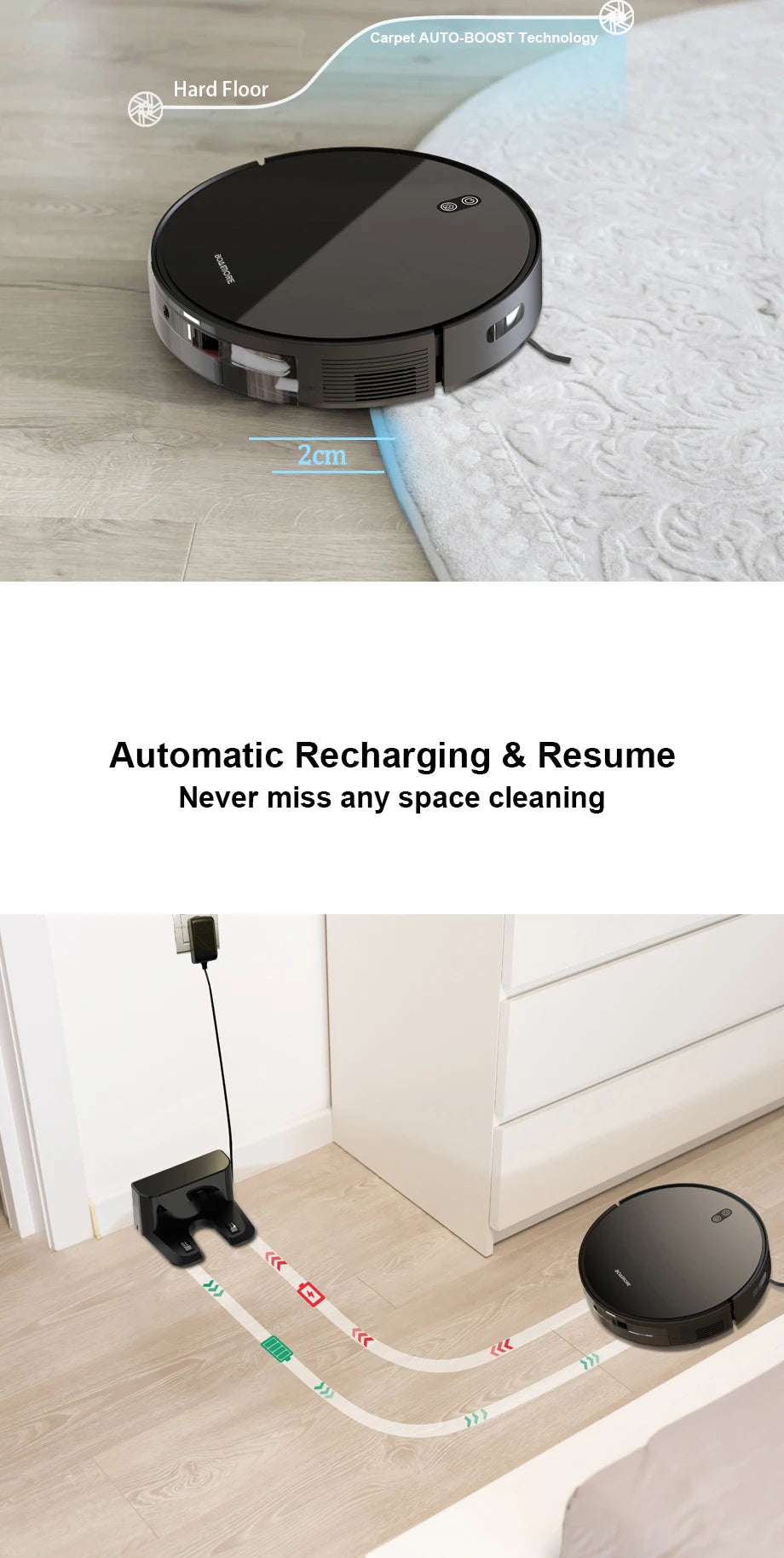 Robot Vacuum Cleaner, Mop, WiFi/Voice, Auto-Recharge