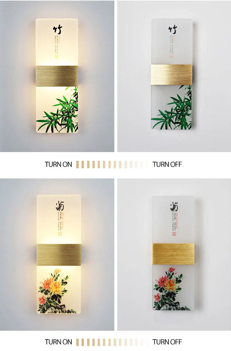 6W 10W LED Chinese Style Printing Wall Light