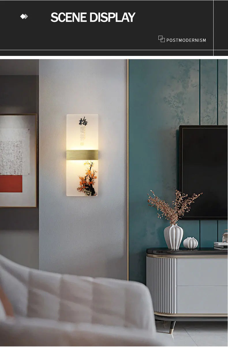 6W 10W LED Chinese Style Printing Wall Light