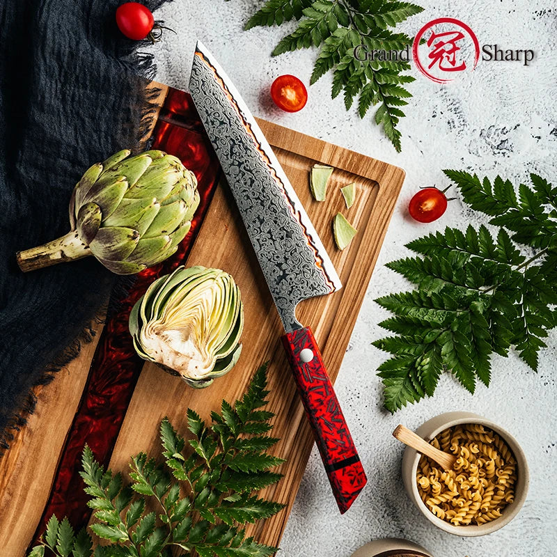 8 Inch Knife 55 Layers Copper Damascus Steel