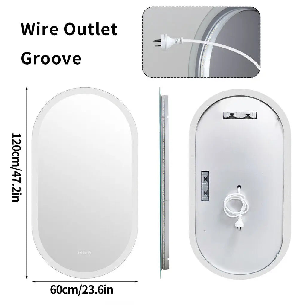 Bathroom Lighted Vanity Mirror, Frameless, Anti-Fog