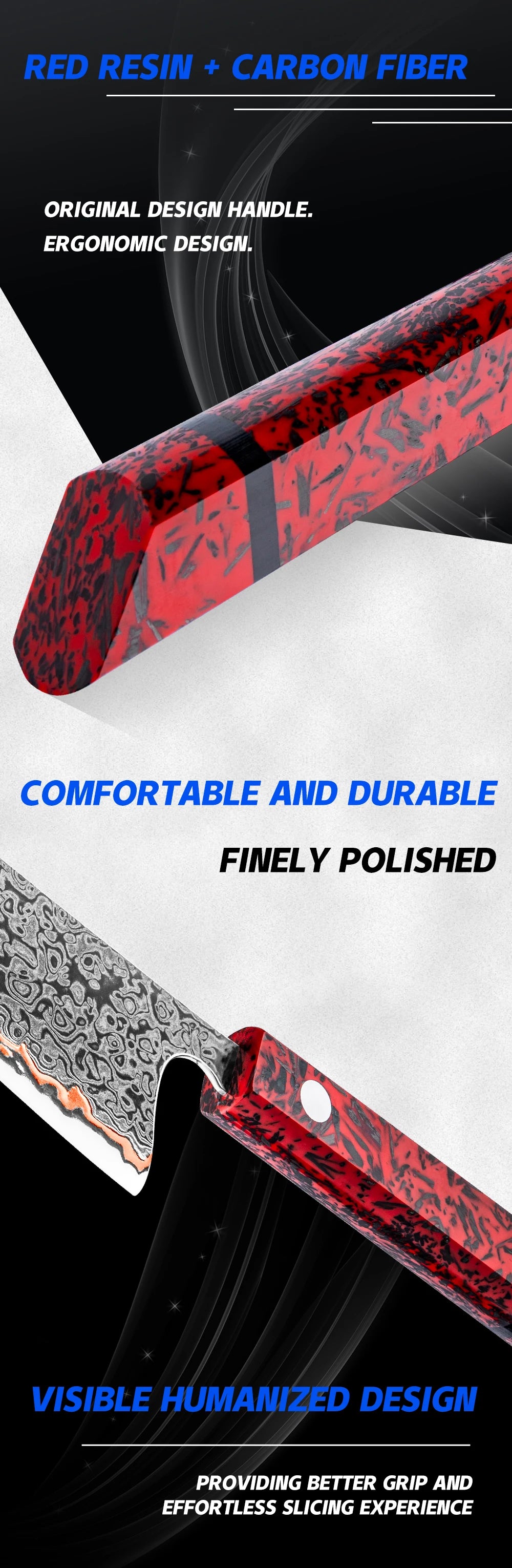 8 Inch Knife 55 Layers Copper Damascus Steel