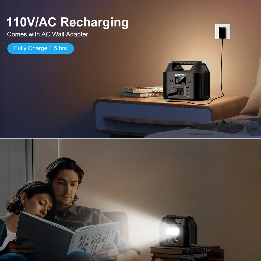 150W Power Bank with AC 110V, Camping/Home/RV