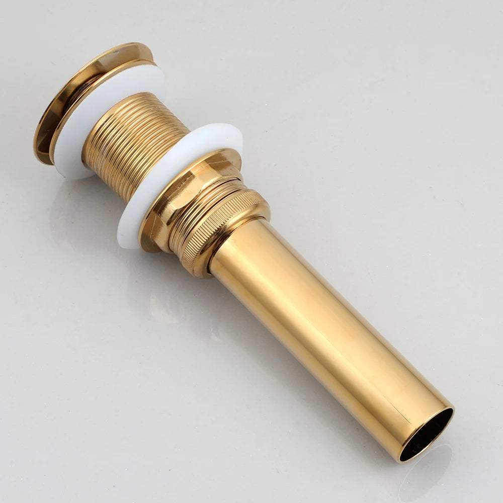 Large Gold Vessel Sink with Faucets, Drain