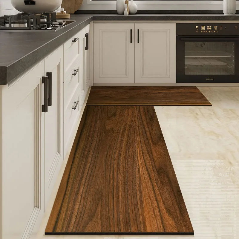 Waterproof Floor Mat Brown Imitation Wood Grain