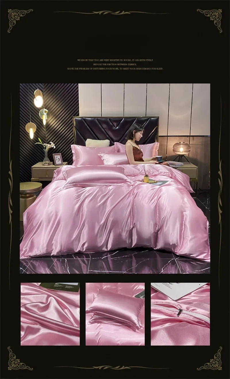 Satin Bedding Set, Duvet Cover, Sheets, Pillowcases