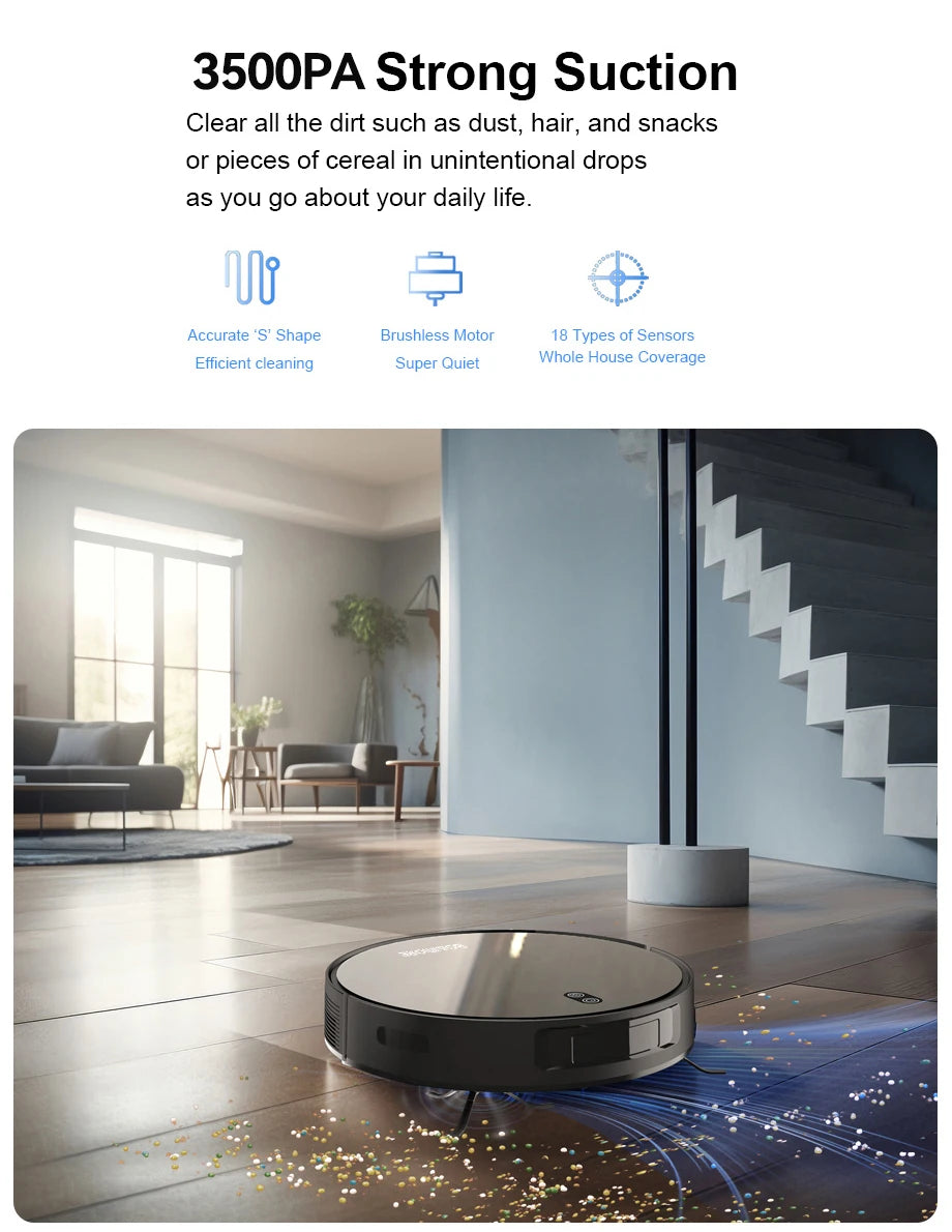Robot Vacuum Cleaner, Mop, WiFi/Voice, Auto-Recharge