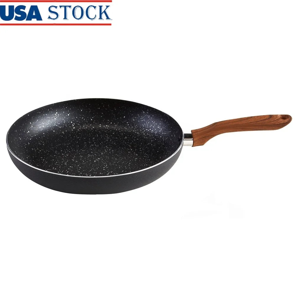 Nonstick Fry Pan Ergonomic Wood Look Handle