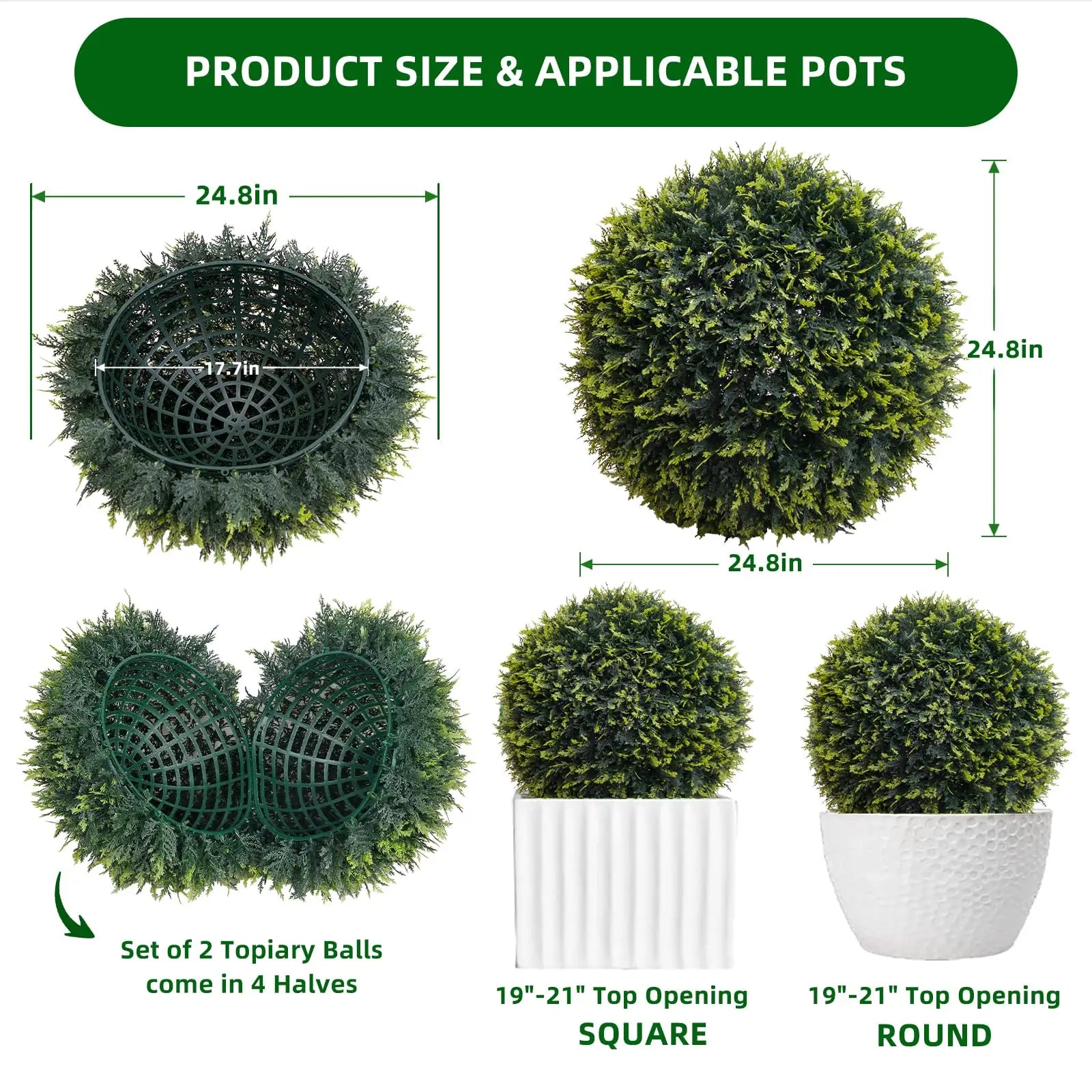 Topiary Balls, Artificial, Outdoor, Set of 2