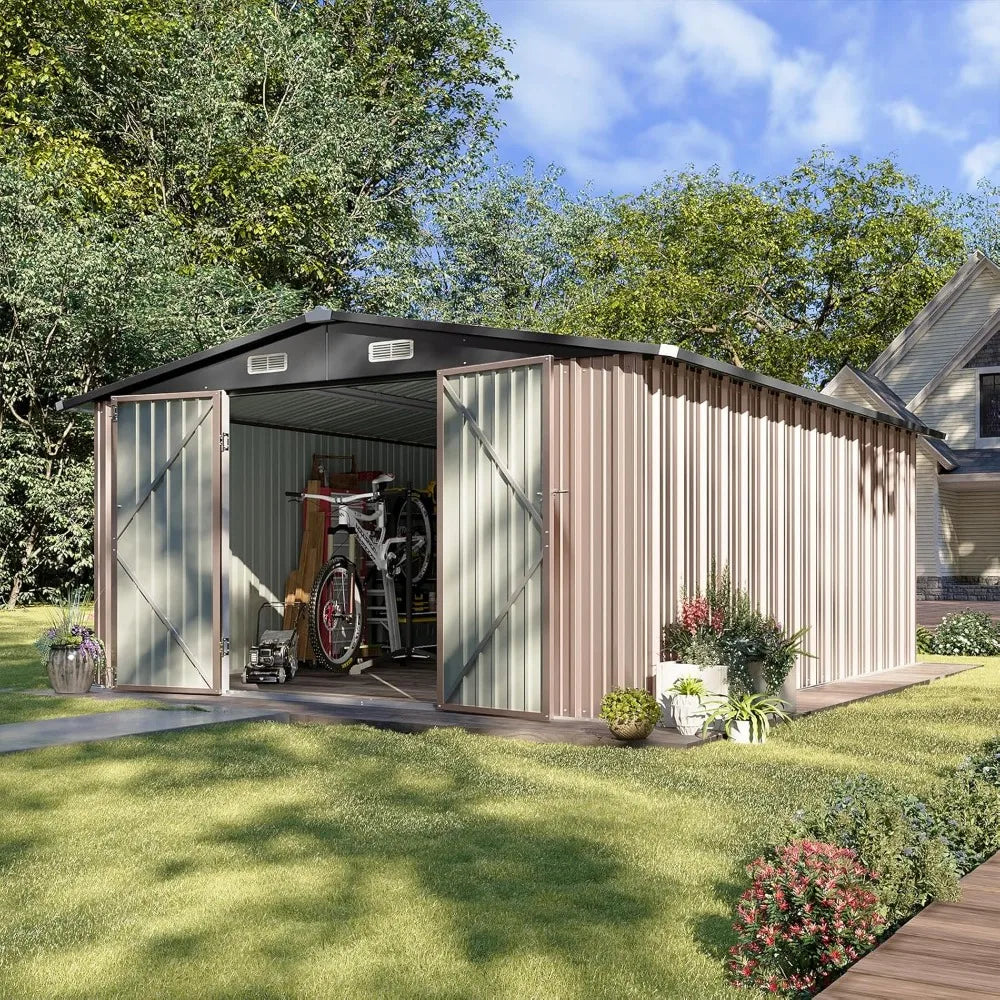 10 x 12FT Outdoor Storage Shed, Double Hinged Doors